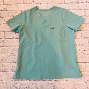 Figs mint green blue Light Teal scrub top shirt one pocket M
